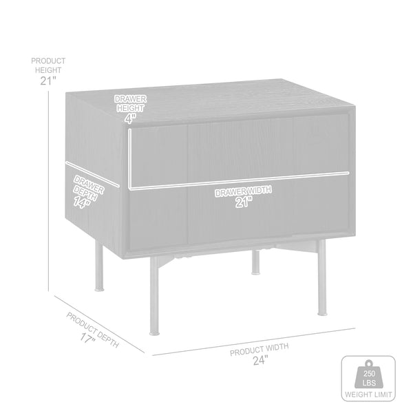 English Elm Carnaby Solid Oak Two Drawer Nightstand with Bronze Hardware for Modern Bedrooms B2736P464908