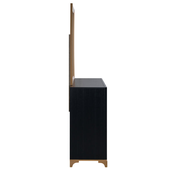 English Elm Kramer Six Drawer Dresser Black Laminate Body with Bold Gold Hardware and Base B078P497918