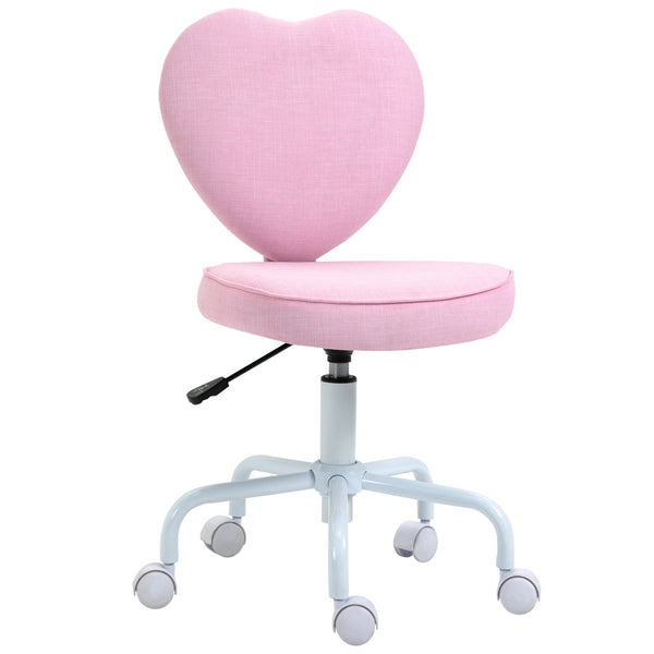 English Elm Homcom Pink Heart-Shaped Office Chair With Adjustable Height, 360° Swivel, And Comfort Design W2225P217494