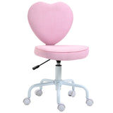 English Elm Homcom Heart Love Shaped Back Design Office Chair With Adjustable Height and 360 Swivel Castor Wheels, Pink