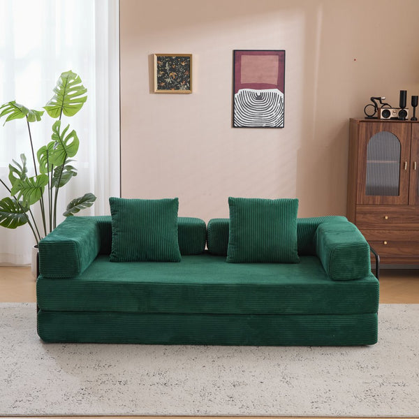 English Elm Floor Couch Convertible Sofa Bed With Pillow Back Support - Comfy Corduroy Lounge For Small Spaces W3723P345018