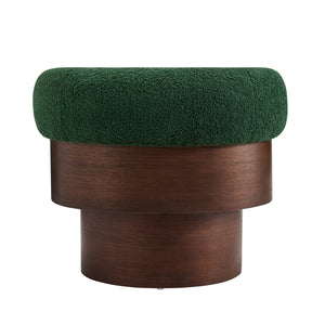 English Elm Modern Sculptural Barrel Swivel Chair Set of 2 with Bentwood Back for Living Room Green N760S0000060C