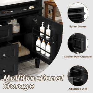 English Elm 36'' Modern Bathroom Vanity With Resin Sink, Storage Cabinet & Tip-Out Drawer For Stylish Organization SW000119AAB-2