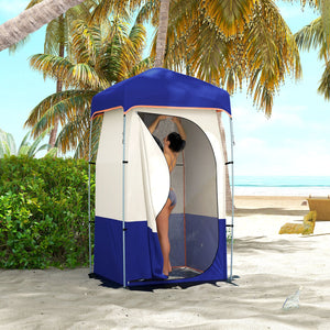 English Elm Outsunny Privacy Shower Tent for Camping with Solar Bag Rainfly and Carry Tube Blue W2225P200367