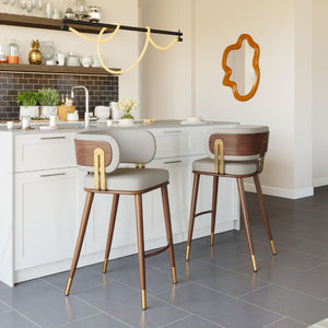 Brew Contemporary Fabric Chair with Steel Frame and Faux Wood Laminate for Elegant Dining Spaces