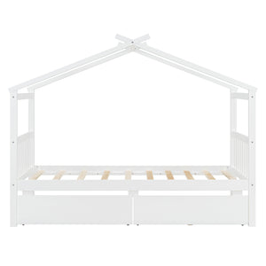 English Elm Twin House Bed Solid Pine Kids Cottage Frame with Storage Drawers Imaginative Room N708P309245K