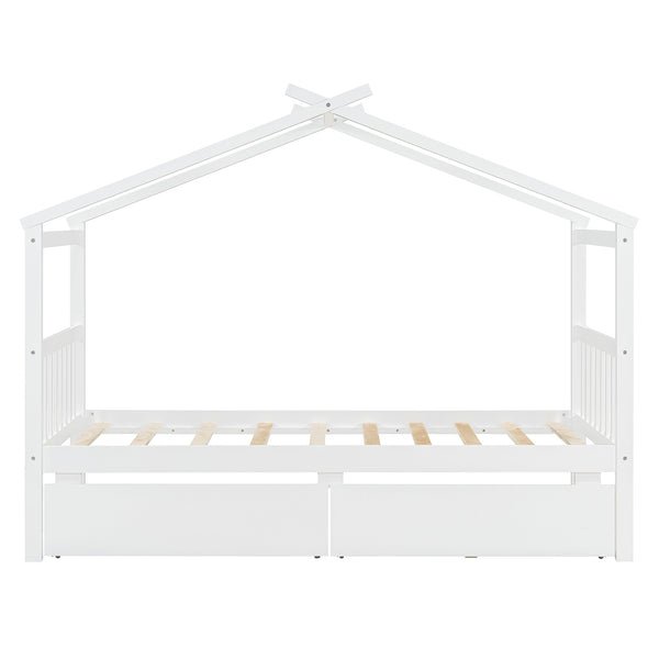 English Elm Twin House Bed Solid Pine Kids Cottage Frame with Storage Drawers Imaginative Room N708P309245K