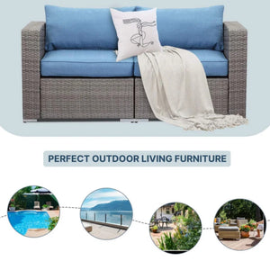 English Elm 59" Modular Pe Rattan Outdoor Loveseat Set with Uv Resistant Olefin Cushions for Patios B082P455122