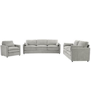 English Elm Cozy Oversized Chenille Sofa Set With Plush Double Cushions For Ultimate Comfort In Light Grey N719S001920R