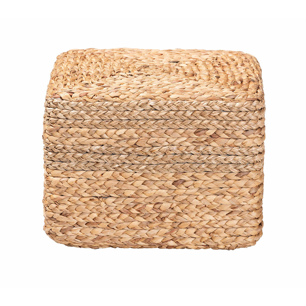 English Elm Modern Seagrass Woven Footstool Handcrafted Water Hyacinth Boho Living Room Accent B2750P420394