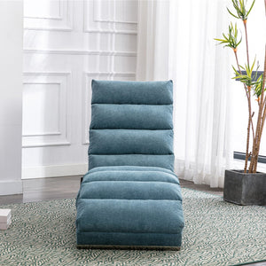 English Elm Linen Ergonomic Massage Chaise Lounge with Remote Control, 140° Recline, Heavy-Duty Frame, 5 Modes Blue W39539624