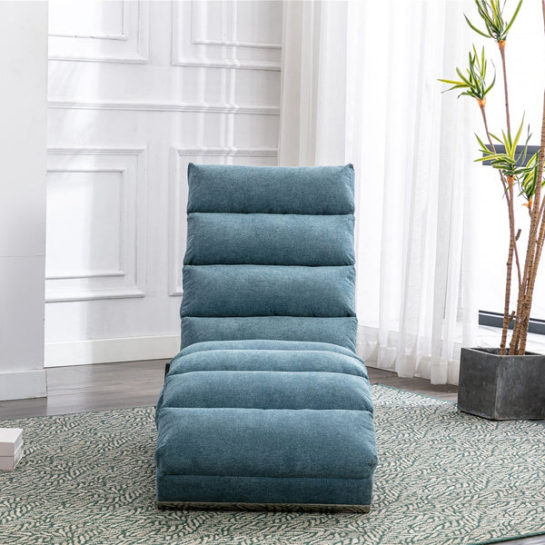 English Elm Linen Ergonomic Massage Chaise Lounge with Remote Control, 140° Recline, Foam Cushion Comfort and Sturdy Frame Blue W39539624