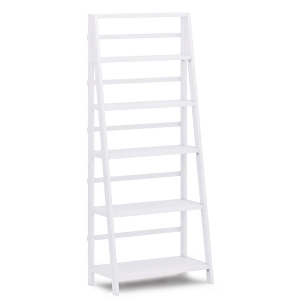 English Elm Acadian White Bookcase - Handcrafted Solid Wood With 5 Spacious Shelves For Stylish Organization B136P158275