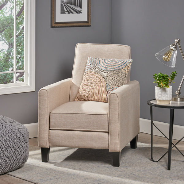 English Elm Christopher Knight Home® - Light Beige Linen Push Back Chair with Plush Padding, Ergonomic Recline, Durable Frame for Home Comfort 52422.00FLBEI