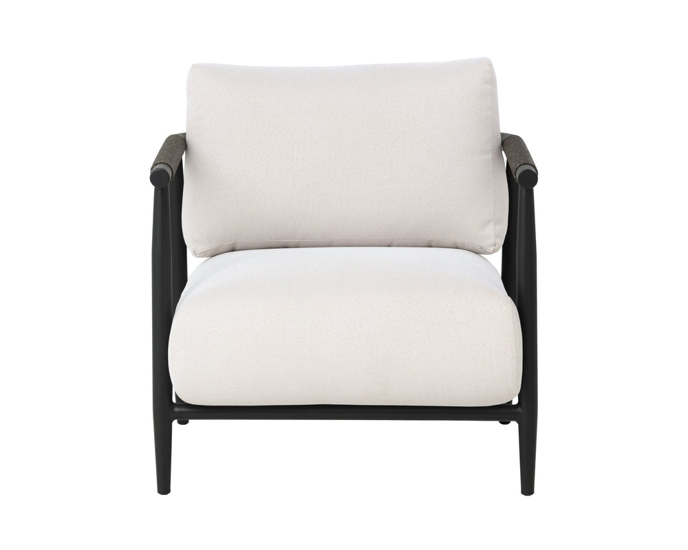 Sunpan Muros Lounge Chair - Stylish Outdoor Seating With Black Aluminum Frame & Palazzo Cream Cushions Cream Fabric 112165