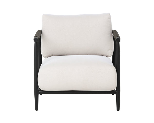 Sunpan Muros Lounge Chair - Stylish Outdoor Seating With Black Aluminum Frame & Palazzo Cream Cushions Cream Fabric 112165