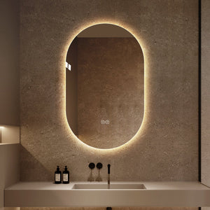 English Elm 48*30 Smart LED Touch Mirror Antique Silver – Anti-Fog, Shatter-Resistant Vanity Mirror with 3 Color Temps and Dimmable Lighting W2709P380618