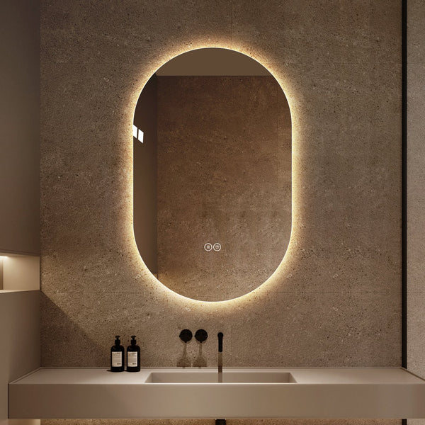 English Elm 48*30 Smart LED Touch Mirror Antique Silver – Anti-Fog, Shatter-Resistant Vanity Mirror with 3 Color Temps and Dimmable Lighting W2709P380618