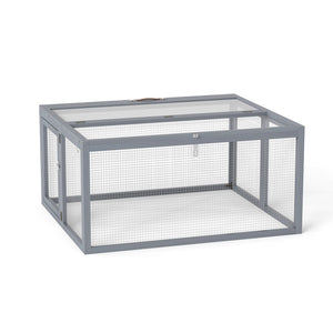 English Elm Folding Rabbit Hutch Fir Wood Galvanized Mesh Outdoor Enclosure with Secure Access W2181P363010
