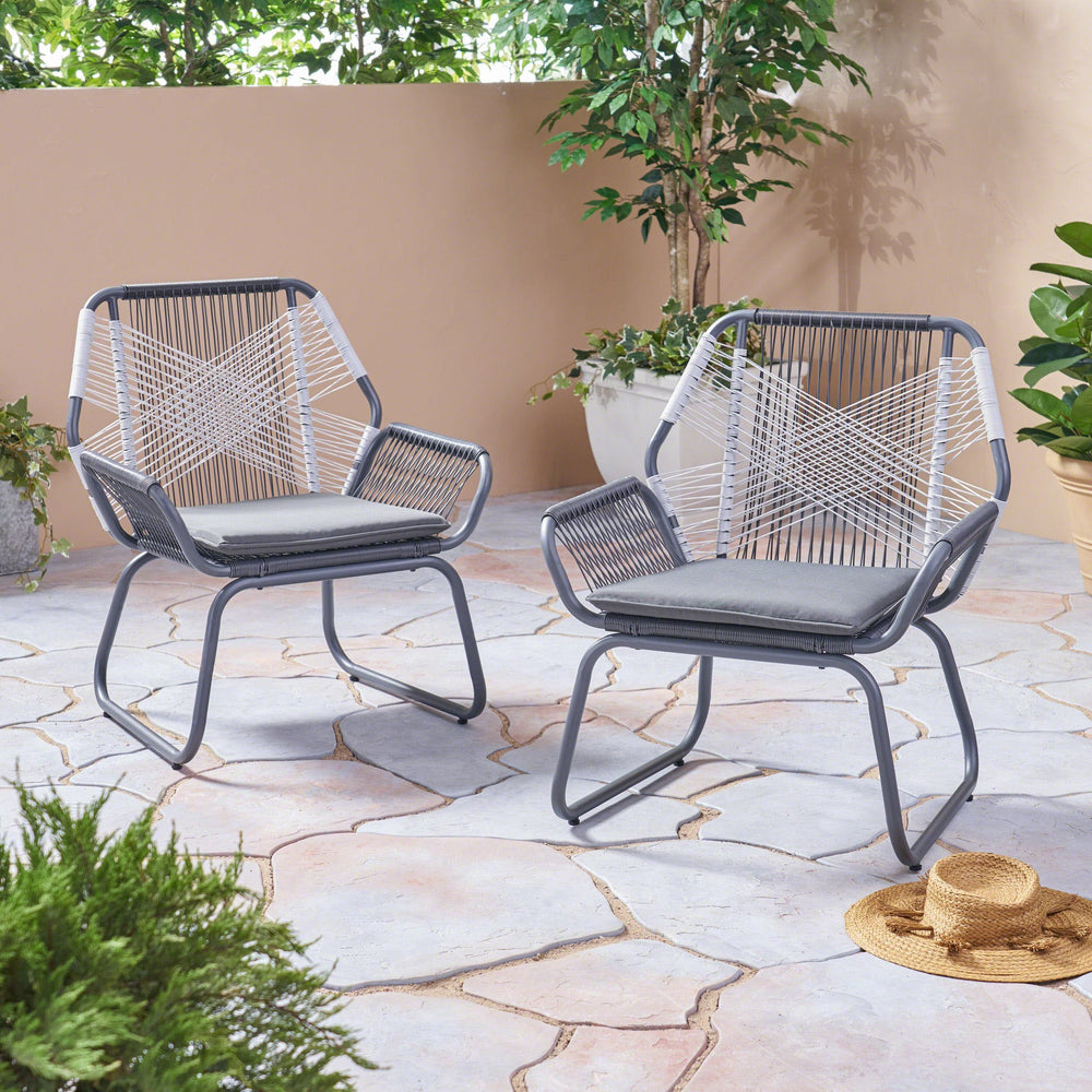 English Elm Christopher Knight Home® - MILAN Club Chair Set for Outdoors, Gray PE Rattan & Steel Frame, Water-Resistant Cushions, Modern Elegance 62331.00CGRY