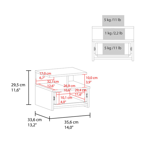 English Elm Kronos Blue Floating Nightstand With Drawer & Shelf - Modern Space-Saving Design For Any Room B062P389902