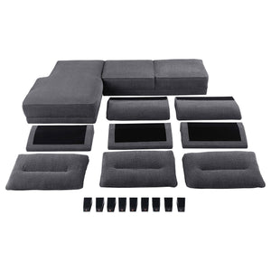 English Elm Verona Modern Grey Loose Back Sectional Sofa with Chaise, Solid Wood Frame, Pocket Coil Comfort B062S01242