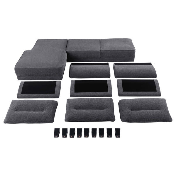 English Elm Verona Modern Grey Loose Back Sectional Sofa with Chaise, Solid Wood Frame, Pocket Coil Comfort B062S01242