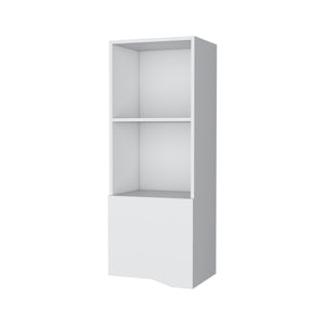 English Elm Pima Recessed Wall Cabinet in White Melamine with 3 Shelves, 1 Door — Slim Built-In Storage Solution B128P237130