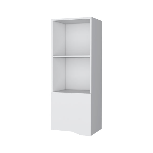 English Elm Pima Recessed Wall Cabinet in White Melamine with 3 Shelves, 1 Door — Slim Built-In Storage Solution B128P237130