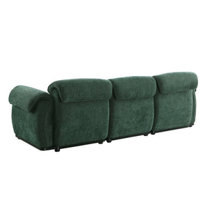 English Elm 102 Inch Linen Modular Sectional Sofa with Hidden Storage and Cloud Cushion Comfort Green W1099S00203