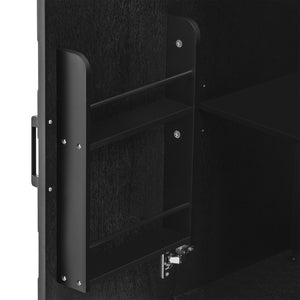 English Elm K&K Farmhouse Kitchen Island with 3D Wave Stripes Ash Veneer, Drop Leaf, Rolling Cart Storage Black N707P207915B