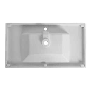 English Elm 36" Gloss White Resin Sink – Durable Modern 39.4x22.8x8.7 Vanity Top, Scratch-Resistant Elegant Basin W999P194853
