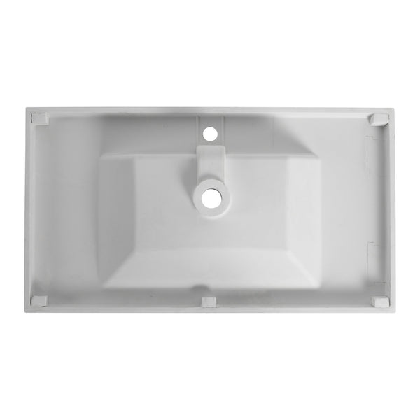 English Elm 36" Gloss White Resin Sink – Durable Modern 39.4x22.8x8.7 Vanity Top, Scratch-Resistant Elegant Basin W999P194853