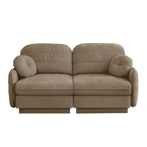 English Elm Chenille Cloud Loveseat with Quilted Back Cushions Deep Foam Seat Modern Living Room Sofa Light Coffee W714S01756