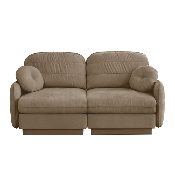 English Elm Chenille Cloud Loveseat with Quilted Back Cushions Deep Foam Seat Modern Living Room Sofa Light Coffee W714S01756
