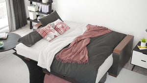 English Elm Primenest Convertible Chaise Lounge - Burgundy Microfiber, Wood Trim, Storage & Easy-Click Bed Feature B030P303554-GIGA