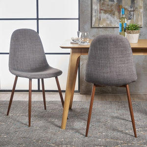 Christopher Knight Home® - Noble House - Raina Mid Century Modern Light Grey Fabric Dining Chairs with Dark Brown Wood Finished Metal Legs - Set of 2