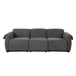 English Elm 102 Inch Linen Modular Sectional Sofa with Hidden Storage and Cloud Cushion Comfort Grey W1099S00205