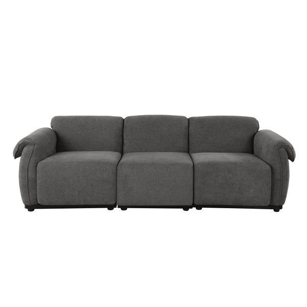 English Elm 102 Inch Linen Modular Sectional Sofa with Hidden Storage and Cloud Cushion Comfort Grey W1099S00205