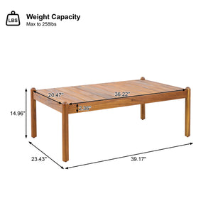 English Elm Outdoor Solid Acacia Slatted Coffee Table Patio Deck Low Profile Teak Finish N768P361446T