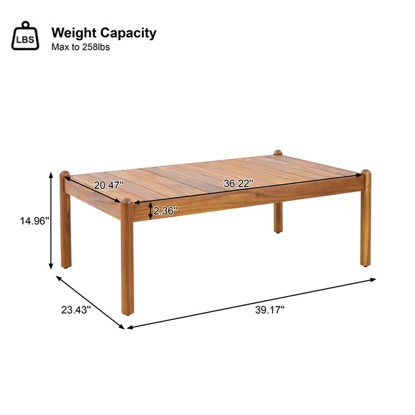 English Elm Outdoor Solid Acacia Slatted Coffee Table Patio Deck Low Profile Teak Finish N768P361446T