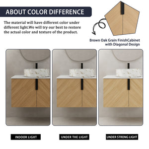 English Elm 30" Stylish Wall-Mounted Bathroom Vanity With Ceramic Sink, Soft-Close Doors & Modern Design W999S00445