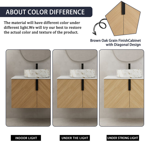 English Elm 30" Stylish Wall-Mounted Bathroom Vanity With Ceramic Sink, Soft-Close Doors & Modern Design W999S00445