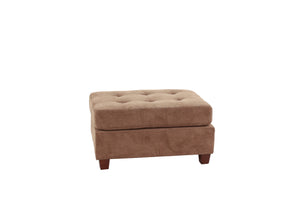 English Elm Cocktail Waffle Suede Ottoman in Truffle with Tufted Cushion, Plush 36"x26"x20" Accent Seat Hardwood Base B01152305