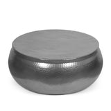 Christopher Knight Home® - Noble House - Ferster Modern Handcrafted Aluminum Drum Coffee Table, Nickel