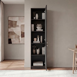 English Elm Surry Tall Bookcase with Fluted Doors Five Shelves Dark Wengue Modern Storage B097P481230