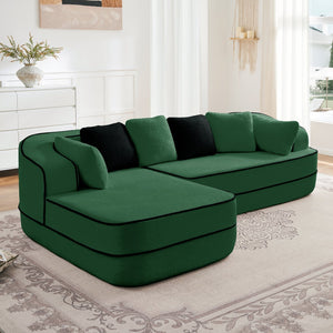 English Elm 106" Plush Teddy Fabric L-Shaped Chaise Sofa - No Assembly, Fluffy Comfort For Modern Living Rooms! W714S01422