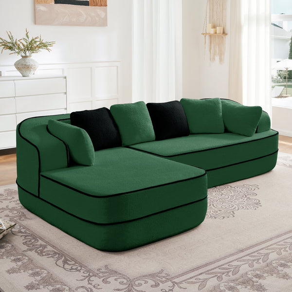 English Elm 106" Plush Teddy Fabric L-Shaped Chaise Sofa - No Assembly, Fluffy Comfort For Modern Living Rooms! W714S01422