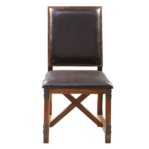 JLA Home INK+IVY - Dining Lancaster INK+IVY Faux Leather Chair in Chocolate Brown with Padded Back, Solid Wood Legs, Industrial Style FPF20-0377