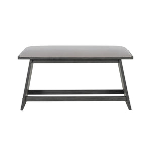 English Elm Jasmine Upholstered Grey Bar Bench with Tapered Solid Wood Legs — Contemporary Bar Seating Design B201P409516